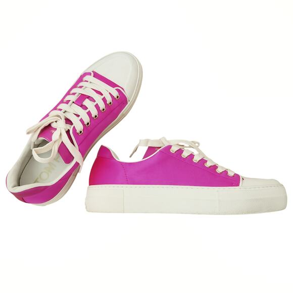 TOM FORD City satin cap toe metallic low top lace up hot pink sneakers Size 38 8 - Picture 14 of 14